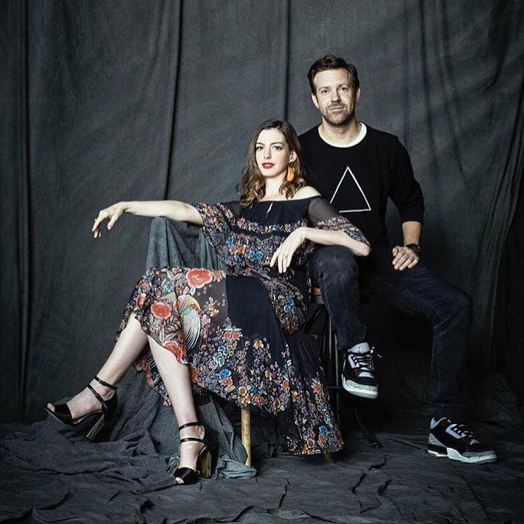 Anne Hathaway wears a Roberto Cavalli Resort 17